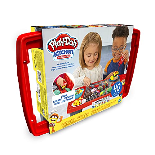 Play-Doh Kitchen Creations-Parrilla de Juguete para niños con 40 Piezas y 10 Colores (Hasbro E87425L0)