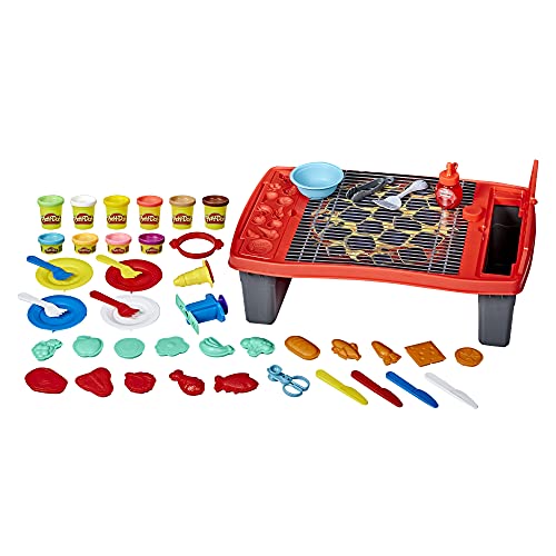 Play-Doh Kitchen Creations-Parrilla de Juguete para niños con 40 Piezas y 10 Colores (Hasbro E87425L0)