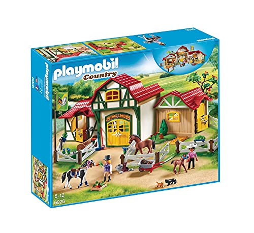 PLAYMOBIL Country Granja de Caballos con Tinker, Trakehner y su Potro, A Partir de 5 años (6926) , Color/Modelo Surtido + Caja de Caballos-Árabes Figuras de Juguete, Multicolor, Sin tañosllaños