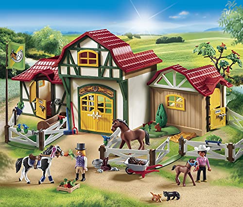 PLAYMOBIL Country Granja de Caballos con Tinker, Trakehner y su Potro, A Partir de 5 años (6926) , Color/Modelo Surtido + Caja de Caballos-Árabes Figuras de Juguete, Multicolor, Sin tañosllaños