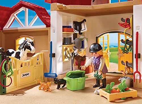 PLAYMOBIL Country Granja de Caballos con Tinker, Trakehner y su Potro, A Partir de 5 años (6926) , Color/Modelo Surtido + Caja de Caballos-Árabes Figuras de Juguete, Multicolor, Sin tañosllaños