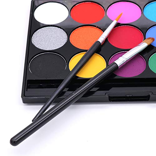 POFET Kit de pintura corporal para la cara, 15 colores, paleta profesional no tóxica,para espectáculos de arte,Halloween,fiesta de Colsplay,maquillaje corporal,pintura facial para niños