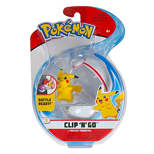 Pokémon Clip 'N' Go Pikachu y Poké Ball - Contiene 1x Figura de 5 cm y 1x Premier Ball - Nueva Ola 2021 - Licencia Oficial