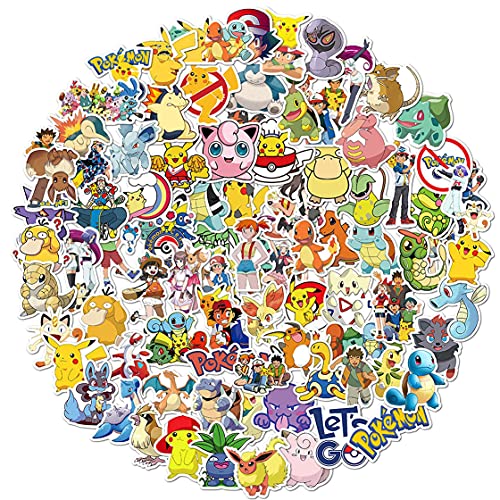 Pokémon Pegatinas (100 piezas), Paquete de Pegatinas, bonitas pegatinas de Pikachu para niños, pegatinas impermeables para patinetas, portátiles, coches, motocicletas, bicicletas y maletas