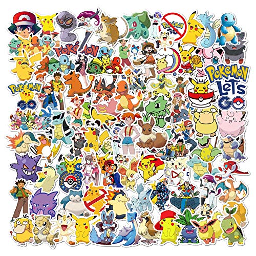 Pokémon Pegatinas (100 piezas), Paquete de Pegatinas, bonitas pegatinas de Pikachu para niños, pegatinas impermeables para patinetas, portátiles, coches, motocicletas, bicicletas y maletas