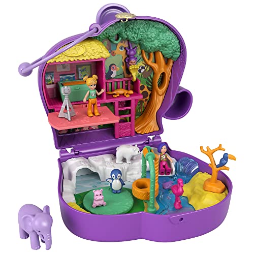 Polly Pocket Cofre aventura elefante, muñeca con accesorios, juguete +4 años (Mattel GTN22)