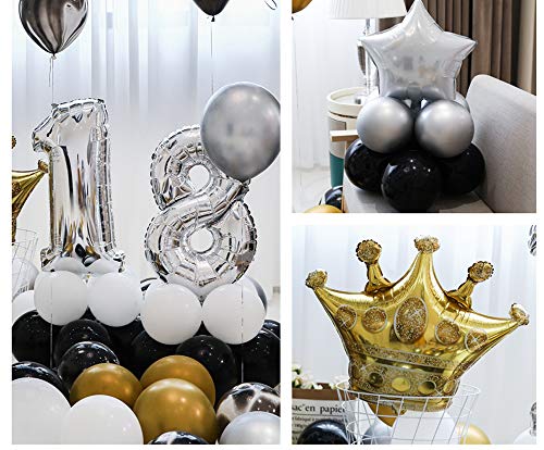 Ponmoo Foil Globo Número 1 Plata, Gigante Numeros 0 1 2 3 4 5 6 7 8 9 10-19 20-29 30 40 50 60 70 80 90 100, Grande Globos para La Boda Aniversario, Globo de Cumpleaños Fiesta Decoración