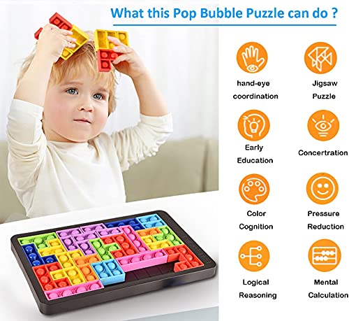 Pop Set it, Pop XXL it Stress Toy, Pop Puzzle it, Stetris Puzzle Toy, Pop Game it Fidget Toy para Juegos Familiares Ansiedad Adultos y niños Autismo Antiestrés Herramientas para apretar