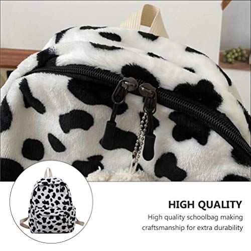 PRETYZOOM Mochila de Felpa con Estampado de Vacas Mochila para Estudiantes Bolsa de Hombro para Mujeres Niñas Jardín de Infantes Niños de Secundaria Compras Bolsa de Almacenamiento de Viaje