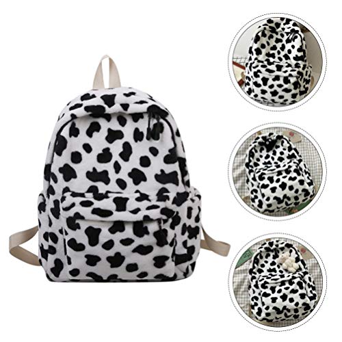 PRETYZOOM Mochila de Felpa con Estampado de Vacas Mochila para Estudiantes Bolsa de Hombro para Mujeres Niñas Jardín de Infantes Niños de Secundaria Compras Bolsa de Almacenamiento de Viaje