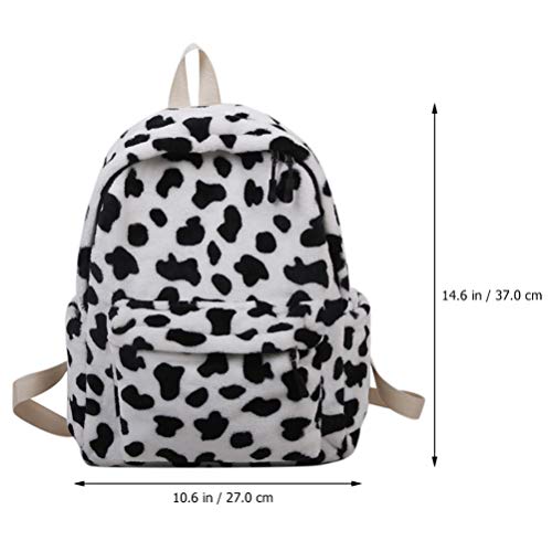 PRETYZOOM Mochila de Felpa con Estampado de Vacas Mochila para Estudiantes Bolsa de Hombro para Mujeres Niñas Jardín de Infantes Niños de Secundaria Compras Bolsa de Almacenamiento de Viaje