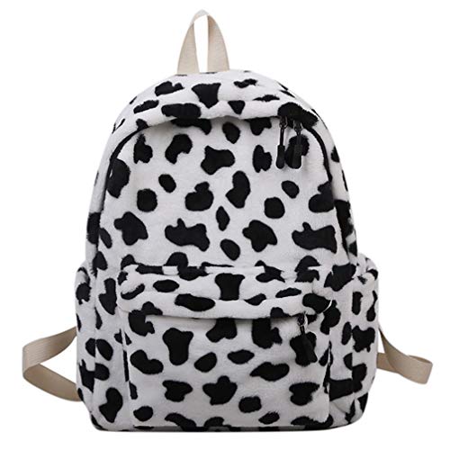 PRETYZOOM Mochila de Felpa con Estampado de Vacas Mochila para Estudiantes Bolsa de Hombro para Mujeres Niñas Jardín de Infantes Niños de Secundaria Compras Bolsa de Almacenamiento de Viaje