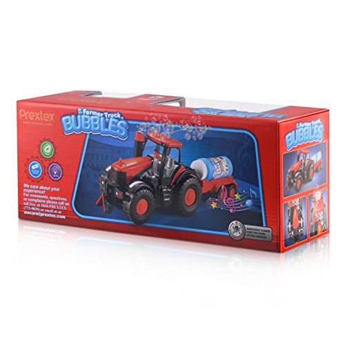 Prextex Bump & Go Tractor Agrícola Sopla Burbujas con Luces Sonidos y Acción Divertido Juguete y Regalo para Niños