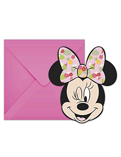 Procos 89237P Invitaciones tropicales de Minnie Mouse - 6 piezas, Multicolor, Talla única