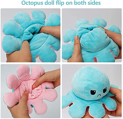 Pulpo reversible de peluche – Muñeca pulpo con vibración de doble cara pequeño animal de simpático peluche reversible para niños jóvenes recién nacidos adultos Adolescentes