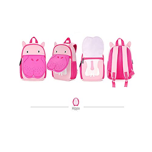 PUYEI Mochila infantil con dibujos animados, mochila para niños y niñas, hipopótamo,