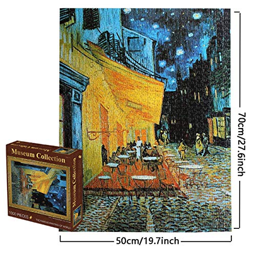 Puzle de 1000 piezas, puzle de Van Gogh, Cafe Terraza por la noche, puzle de 1000 piezas para adultos y niños a partir de 8 años, puzle Jigsaw Puzzle pedagógico de liberación de estrés juguete