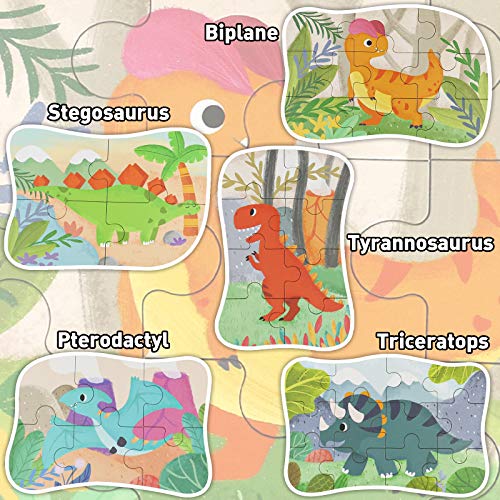 Puzzle Madera Dinosaurios Montessori Juguetes-Puzzles Infantiles Juguete Educativo Montessori Regalo Niños 2 3 4 5 Años Rompecabezas Juego Dinosaurios Regalos Preescolar Juguetes para 2 3 4 Años Niños