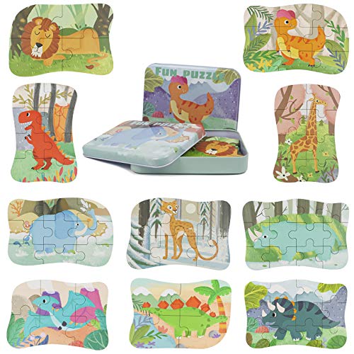 Puzzle Madera Dinosaurios Montessori Juguetes-Puzzles Infantiles Juguete Educativo Montessori Regalo Niños 2 3 4 5 Años Rompecabezas Juego Dinosaurios Regalos Preescolar Juguetes para 2 3 4 Años Niños