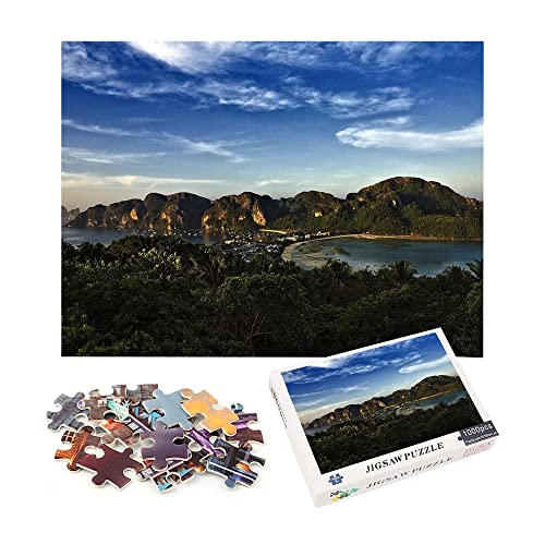 Puzzle Puzzle de madera 1000 piezas para adultos y niños Ocean Palm Regalos educativos para niños juegos de rompecabezas 52x38cm-paisaje