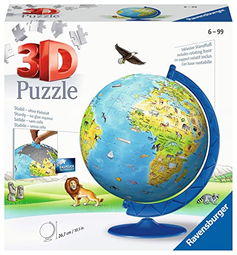 Ravensburger 12339 – Puzle 3D de mapamundi XXL, 180 Piezas