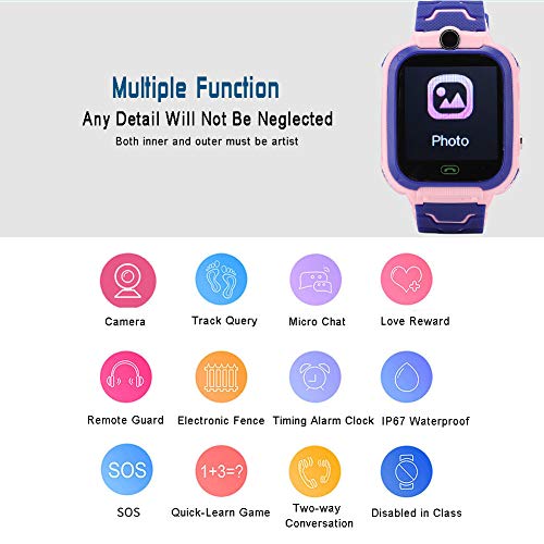 Reloj Inteligente a Prueba de Agua, Reloj de Pulsera Digital 2.5D Diseño Holográfico Integrado XP67 Protección Ocular HD a Prueba de Agua Batería de 400 MAh para Niños Regalo para Niños(rosado)