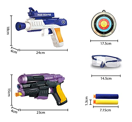 Riviax - Pistolas de Juguete para Niños con Dardos de Espuma, 2 Blaster Galácticos + 60 Balas/Flechas + 2 Gafas Protección y 1 Objetivo de Disparo o Tiro, Regalo Cumpleaños y Fiestas Niño/a 3-12 Años