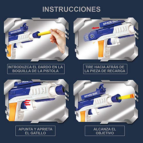 Riviax - Pistolas de Juguete para Niños con Dardos de Espuma, 2 Blaster Galácticos + 60 Balas/Flechas + 2 Gafas Protección y 1 Objetivo de Disparo o Tiro, Regalo Cumpleaños y Fiestas Niño/a 3-12 Años