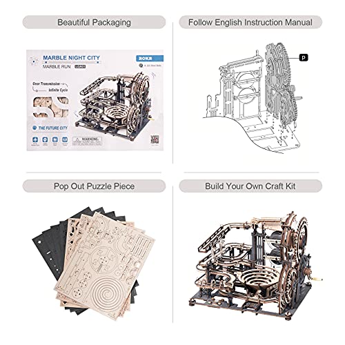 ROKR 3D modelo de madera rompecabezas kit mármol carrera bola mecánica cerebro juguete juegos regalo niños adultos