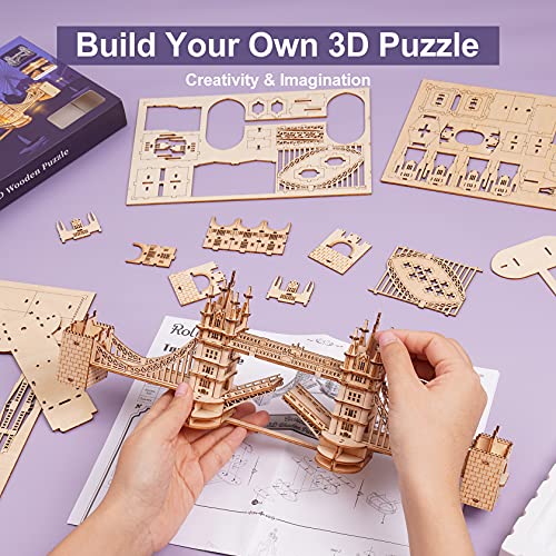 Rolife Puzzle 3D Madera Antiguo Maquetas para Montar para Construir Adultos Niñas (Tower Bridge)