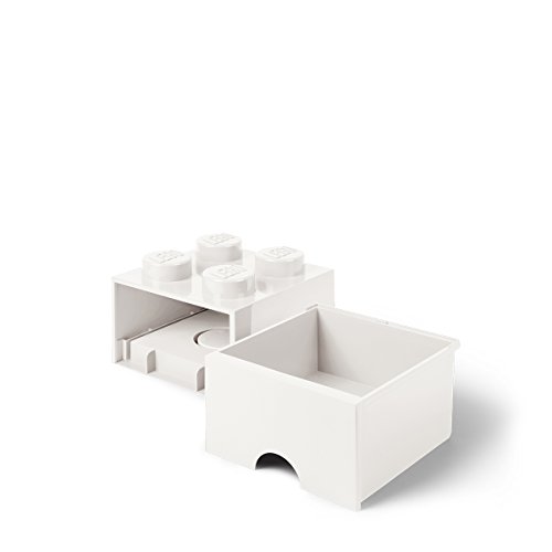 Room Copenhagen 40051735 Lego Ladrillo 4 pomos, 1 cajón, Caja de almacenaje apilable, 4,7 l, Legion/White, 25 x 25 x 18 cm