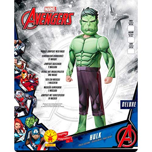 Rubie's 640839S - Disfraz infantil de los Vengadores de Marvel Hulk (talla pequeña, 104 cm de altura) , color/modelo surtido