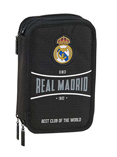 safta 412024057 Plumier Triple Estuche con 41 Piezas Real Madrid CF, Negro