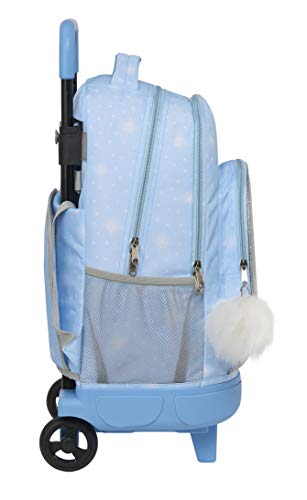 Safta 612015918 Mochila grande con ruedas carro, Trolley Frozen II, azul claro / plata