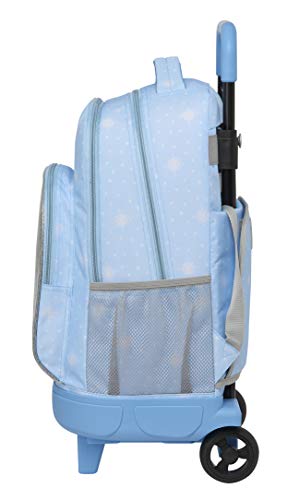 Safta 612015918 Mochila grande con ruedas carro, Trolley Frozen II, azul claro / plata