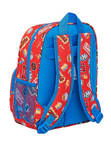 Safta 612111524 Mochila Escolar Infantil de Cars Mc Queen, 270x100x330mm, rojo/azul, talla única