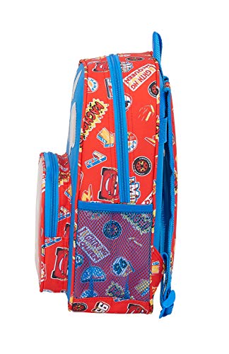 Safta 612111524 Mochila Escolar Infantil de Cars Mc Queen, 270x100x330mm, rojo/azul, talla única