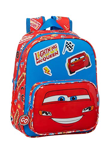 Safta 612111524 Mochila Escolar Infantil de Cars Mc Queen, 270x100x330mm, rojo/azul, talla única