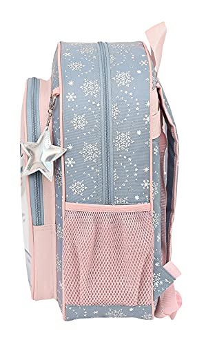 Safta Mochila Escolar Junior de Frozen II Magical Seasons, 320x120x380 mm, Gris Azulado/Rosa Claro