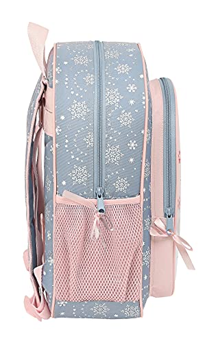 Safta Mochila Escolar Junior de Frozen II Magical Seasons, 320x120x380 mm, Gris Azulado/Rosa Claro