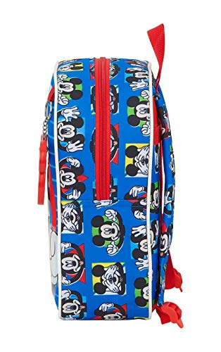 Safta Mochila Infantil de Mickey Mouse Me Time, 220x100x270mm, Azul/Rojo, M (M232)