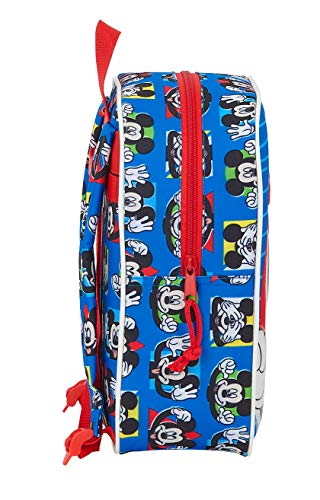 Safta Mochila Infantil de Mickey Mouse Me Time, 220x100x270mm, Azul/Rojo, M (M232)