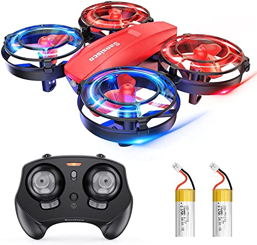 Sansisco Drone para Niños, Mini Drone con LED Color Luz, Modo sin Cabeza, Tres Velocidades, Un Botón de Despegue y Aterrizaje, Quadcopter para Niños, Regalo de Cumpleaños para Niños