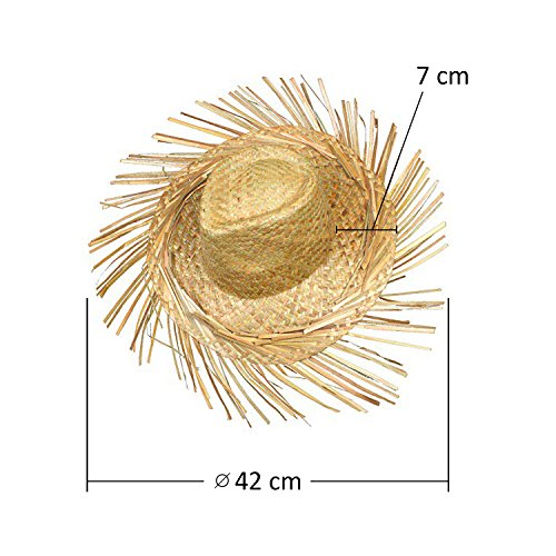 Schramm®Sombrero de Paja Hawaii con Flecos Sombrero de Paja Sombrero de Lana Sombrero de Paja Fiesta Hawaii