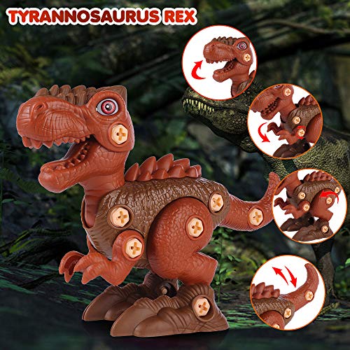 SHANNA Juguete de Dinosaurio Juguete de Montaje con Taladro Eléctrico Dinosaurio Juego Construccion Puzzle Dinosaurios Juguetes Multijugador Regalos para Niños (Estilo A)