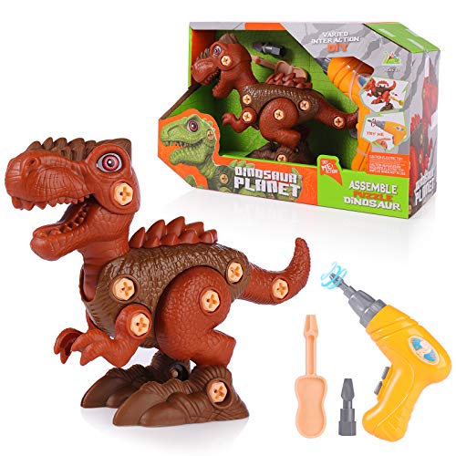 SHANNA Juguete de Dinosaurio Juguete de Montaje con Taladro Eléctrico Dinosaurio Juego Construccion Puzzle Dinosaurios Juguetes Multijugador Regalos para Niños (Estilo A)