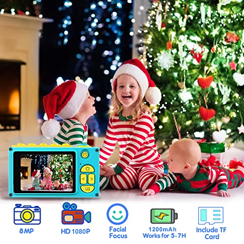 ShinePick Cámara de fotos digital para niños, minicámara con tarjeta TF / Zoom digital 4X / 8MP / pantalla LCD TFT de 2 pulgadas cámara infantil (azul)