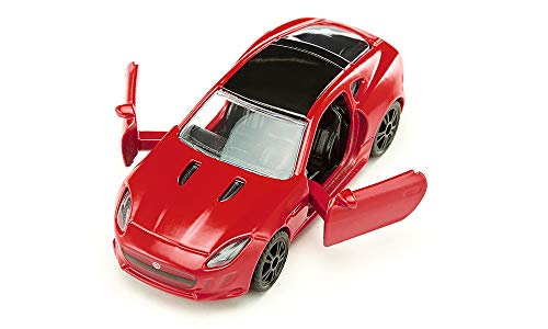 siku 1520, Coche de carreras Jaguar F-Type R, Puertas funcionales, Metal/Plástico, Rojo, Compatible con otros modelos siku de la misma escala