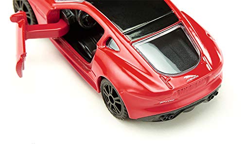 siku 1520, Coche de carreras Jaguar F-Type R, Puertas funcionales, Metal/Plástico, Rojo, Compatible con otros modelos siku de la misma escala