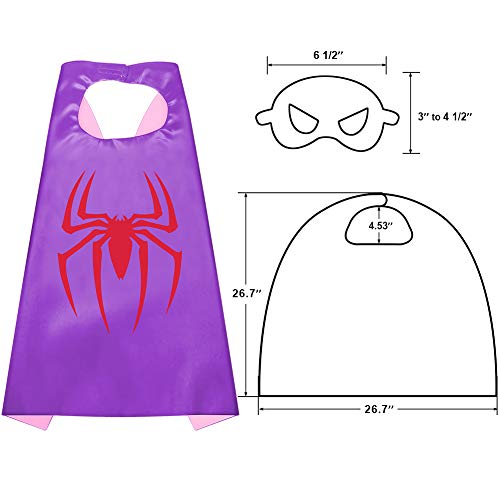 Sinoeem Capa de Superhéroe para Niños - 4 Capas y 4 Máscaras y 4 Slap Pulseras - Ideas Kit de Valor de Cosplay de Diseño de Fiesta de Cumpleaños de Navidad - Juguetes para Niños y Niñas (4pcs - Girl)